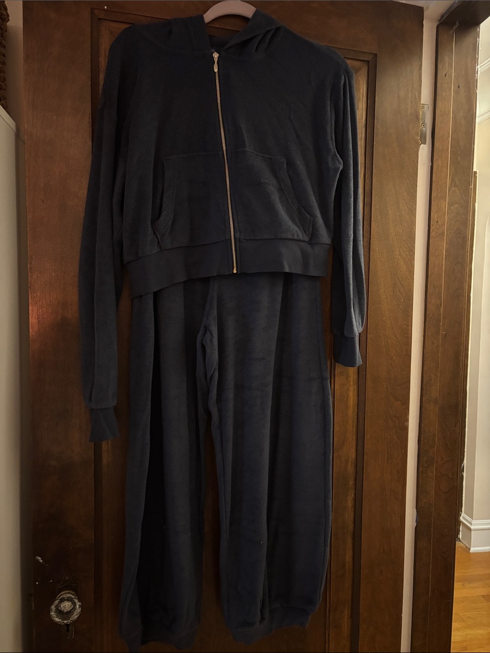 Old Navy Navy Blue Velour Zip Hoodie & Jogger Set